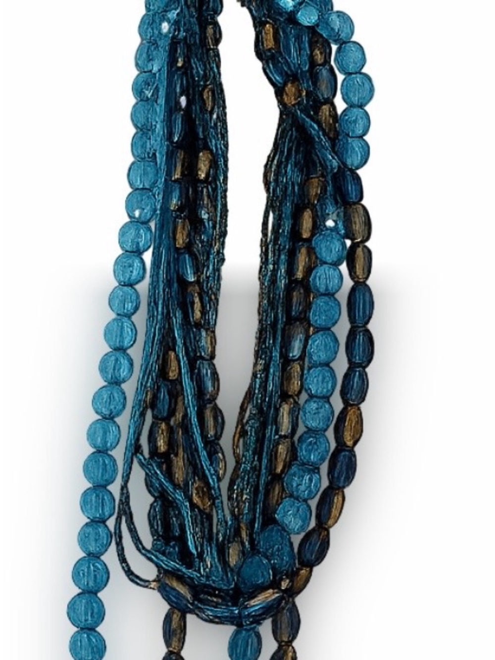 Teal Multi-Strand Beaded Necklace – Women Jewelry ( vintage)